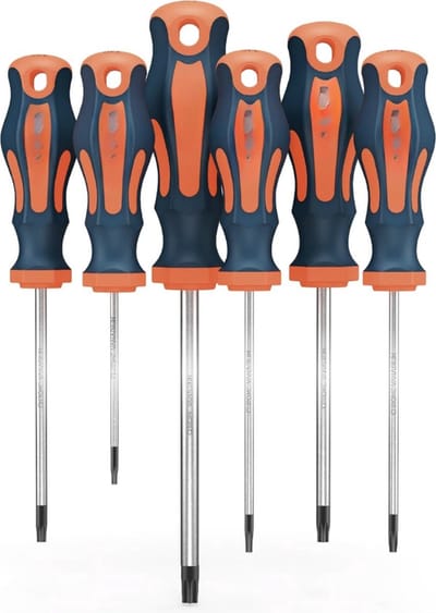 schroevendraaierset TX 6-delig met muurbeugel TÜV - GS-keurmerk - Magnetische sterschroevendraaier - Schroevendraaierset - Professioneel gereedschap