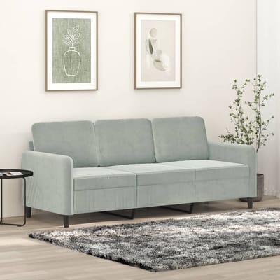 vidaXL - Driezitsbank - 180 - cm - fluweel - lichtgrijs