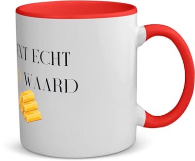 Akyol - jij bent echt goud waard koffiemok - theemok - rood - Collega - cadeau collega - cadeau - bedankt cadeau collega - 350 ML inhoud