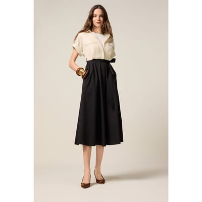 Oltre Two-tone Shirt Dress With Sash Black Maat: XL | Blousejurken Outlet | Dames | Zwart