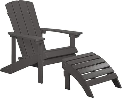 ADIRONDACK - Tuinstoel met voetenbank - Donkergrijs - Kunsthout