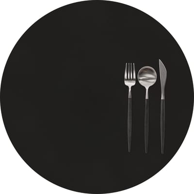 ZICZAC - Placemat TOGO - SET/6 - Rond - Dubbelzijdig - Kunstleer - Dia 38 cm, zwart