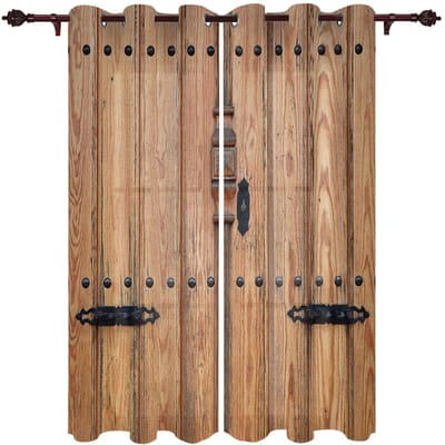Houten deur Retro stijl raamgordijn Slaapkamer Woonkamer raamgordijnen Keukendecoratie Jaloezieën Gordijn 135W x 60H(cm) x1