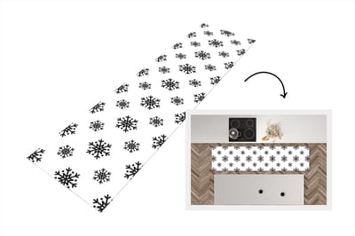 Keukenloper - Loper keuken - Sneeuwvlok - Winter - Zwart - Wit - Patronen - 200x50 cm - Keukenloper vinyl
