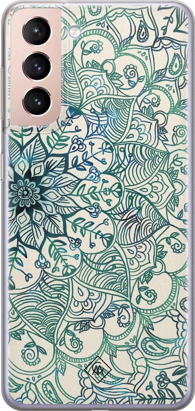 Casimoda® hoesje - Geschikt voor Samsung S21 - Mandala Blauw - Backcover - Siliconen/TPU - Blauw