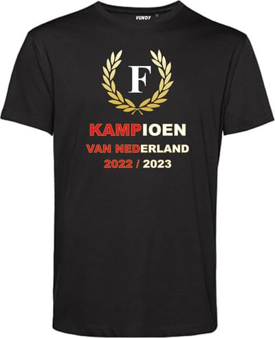 T-shirt Krans Kampioen 2022-2023 | Rotterdam Supporter | Shirt Kampioen | Kampioensshirt | Zwart | maat XS