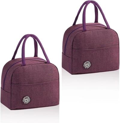 Koeltassen Set van 2 Paars - Mini Koeltas met Zijvakken en Handgrepen - Voor School, Kantoor en Familie