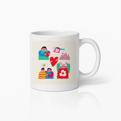 Emotionele Welzijn Mok – Kleurrijke Koffiebeker met Thema’s van Liefde en Mentale Gezondheid voor Positiviteit & Zelfzorg
