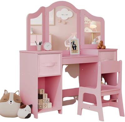 Betaalbare Goederen® Make-up tafel kinderen - Kaptafel - roze - make-up tafel - klaptafels - kaptafel zonder spiegel - make up tafel - bureau