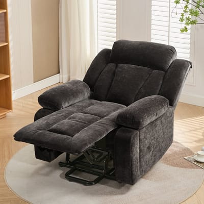 MODFU - Elektrische Relaxfauteuil Met Liftfunctie En Massage - Verstelbaar - Metalen Frame - Stof - Bruin - 95 x 94 x 107 cm