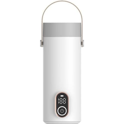 Draagbare Draadloze Elektrische Waterkoker Oplaadbare Thermische Kookbeker Voor Reizen Auto Waterkoker Temperatuurregeling Thermosfles 400ml Decor EU wit
