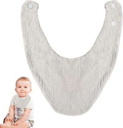 Persoonlijke driehoekige sjaal met kraag voor jongens en meisjes, unisex katoen, verstelbare drukknoopsluiting, herfst en winter, gemakkelijk te onderhouden, zachte grijze kleur, trendy en comfortabel