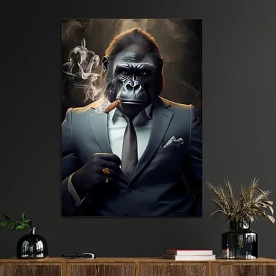 Canvas poster - Gorilla Boss - muurposter - binnenposter - monkey - muur poster - Voetbal - Kado - Zonder lijst - Posters - Vintage posters - Trendy