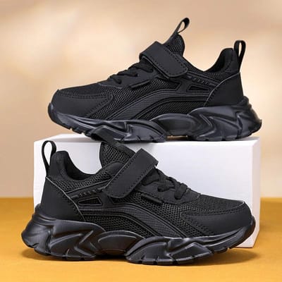 Lichte Zwarte Sneakers voor Kinderen Ademend Mesh voor Jongens Casual Loopschoenen Antislip School- en Hardloopschoenen voor Meisjes 34 zwart