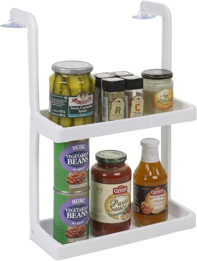 Lomera Ophangrek met Zuignappen - Praktisch Opbergrekje - Kunststof Plankjes - Multifunctioneel Design - Sterke Zuignappen - Voor Keuken - Voor Badkamer - Voor Kantoor - Zonder Boren - Badkamer Organizer - Opbergsysteem - Wit Ophangrek