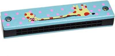 Kinder Mondharmonica - Muziekinstrument Speelgoed - Muziek Leren Spelen - Giraffen Patroon - 32 Gaten - Blauw