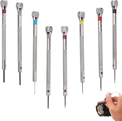 Precisie schroevendraaierset voor horloges - 8-delige set voor horlogemakers, juwelen en elektronica reparatie, ideaal voor horloge glas en klokken