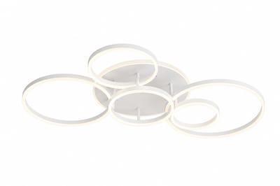 SmartLiving.Store - Lamp - Plafondlamp - Dimbare LED Verlichting - Plafonniere - Met Afstandsbediening - 5 Ringen - Wit - 110 cm