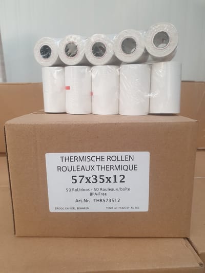 Bancontact rollen - Pinrollen 57x35x12 - 14 meter - 50 rollen per doos