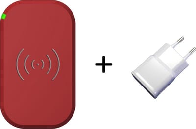 Draadloze Qi Smartphone oplader met 3 coils - 10W - Incl. AC adapter - Rood