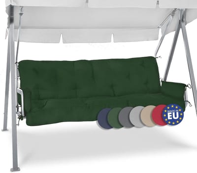 Comfortabel Schommelbank Kussen 180x50 cm met Zijkussens - Donkergroen