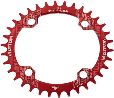Narrow Wide Oval Kettingblad 36T voor Fietsen - Aluminium, Geschikt voor Enkele Aandrijving, Rood