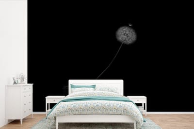 Behang - Fotobehang Bloemen - Paardenbloem - Zaden - Zwart - Wit - Breedte 360 cm x hoogte 240 cm