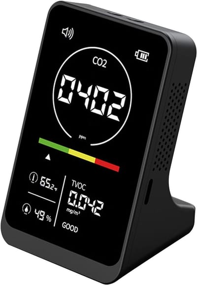 Luchtkwaliteit Monitor - CO2 Meter Tester - Gezonde Omgeving - NDIR Sensor - 117 x 73 x 60 mm - Zwart