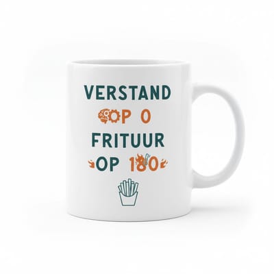 Verstand Op 0 Frituur Op 180 Graden Mok – Grappige Nederlandse Quote – 330 ml Keramische Mok