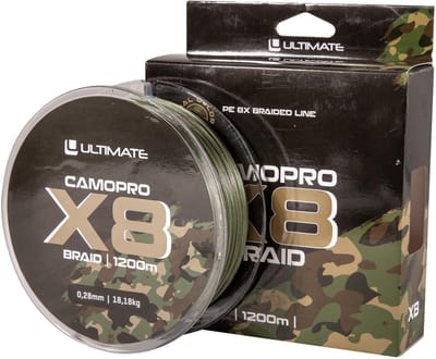 Ultimate Camopro X8 Braid Gevlochten Karperlijn 0.17mm/11.84kg (1200m) - Gevlochten Lijn