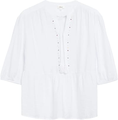 Viskose gemengde Blouse met Rimpeling en 3/4 Mouwen Dames s.Oliver