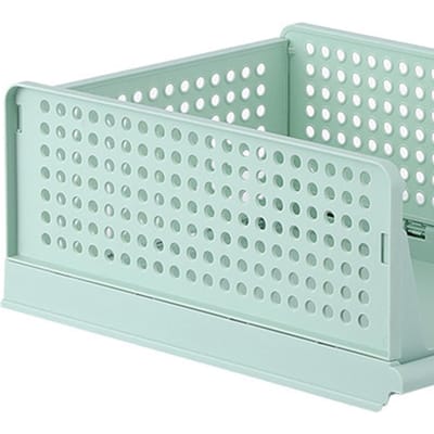 Stapelbare Opbergmand Plastic Groot Open Lade Kledingkast Kledingcontainer voor Slaapkamer Woonkamer groen