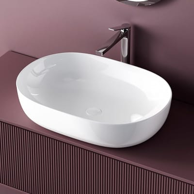 Ovale Opzetwastafel - Badkamer Wastafel - Badkamer Inrichten - Krasbestendig Keramiek - 60 x 41 x 13 cm - Wit