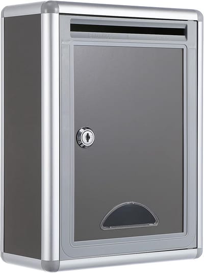 Metalen Brievenbus - Suggestiebox Feedbackbox - Veilig Berichten Verzamelen - Wandmontage Waterdicht - 28.5x21.5x10.5cm - Grijs