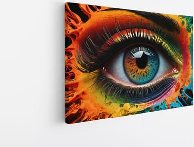Saammp Canvas Schilderij - Kleurrijk oog - Vrouw - abstract - 30x20 - Foto op canvas - Wanddecoratie - Muurdecoratie Woonkamer - Slaapkamer decoratie - Canvas Print