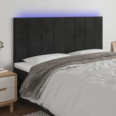 vidaXL - Hoofdbord - LED - 160x5x118/128 - cm - fluweel - zwart