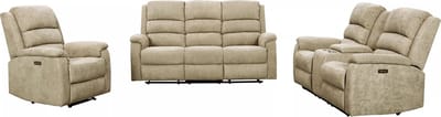 Vente-unique Elektrische relax-3-+2-+1-zitsbank van taupe stof NEVERS