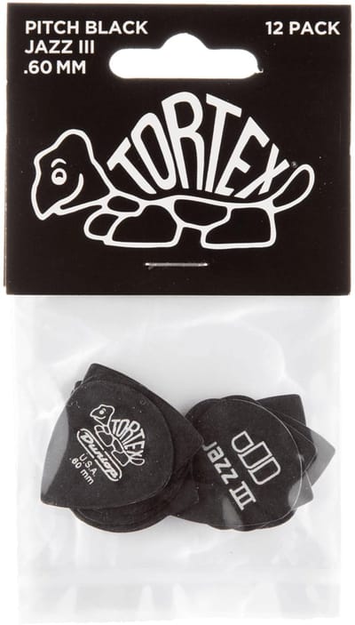 Jim Dunlop Tortex - Plectrums - Standard Jazz III - 0,60 mm - Player's Pack 12 Stuks