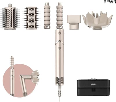 RFWR® 5-in-1 Airstyler en Haardroger voor Alle Haartypes – Automatische Krullers, Platte en Ovale Borstels, Diffuser en Concentrator – Geen Hittebeschadiging