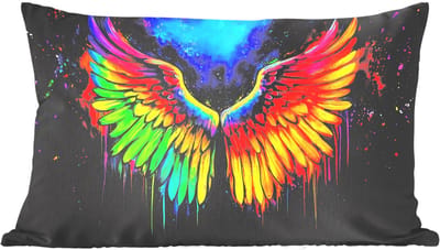 Sierkussens - Kussentjes Woonkamer - 50x30 cm - Regenboogkleuren - Vleugels - Magisch