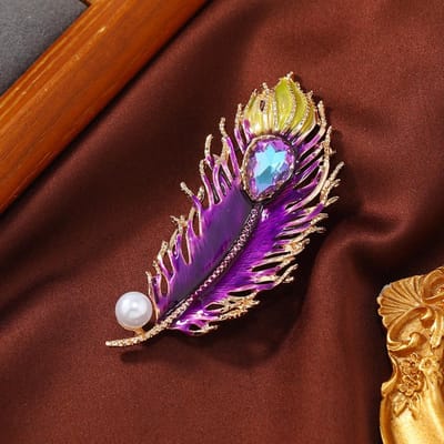 Elegante Strass Veer Broches voor Vrouwen Meerkleurige Emaille Speld Corsage Jas Kleding Dames Huwelijksgeschenken Klassieke Sieraden brown