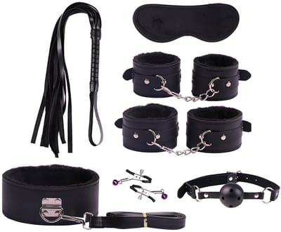 7-Delige Accessoire Set Voor Volwassenen - Lingerie & Bondage - Boeien, Zweep, Touw, Anaal Vibrator - Koppel Speelgoed