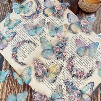 30 stuks Vlinder Bloem Thema DIY Decoratieve Stickers Pak Decoratieve Stickers Voor Scrapbook Label Dagboek Album Planner gray
