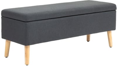 Gestoffeerde bank met opbergruimte bedbank in linnenlook rubberhout 110 x 39 x 45 cm donkergrijs Opbergstoel kruk Voetenbank Zeer stabiele constructie en eenvoudig te onderhouden