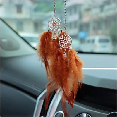 Schattige achteruitkijkspiegel hangend ornament dromenvanger - interieurdecoratie accessoires voor vrouwen - bruin .