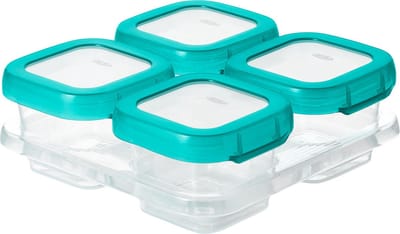 OXO tot Babyvoeding diepvriesbakjes - Babyvoeding bewaarbakjes met deksel -4x120 ml- Teal