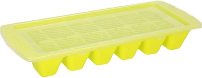Plasticforte IJsblokjesvorm - limegroen - 1x stuks - met afsluitdeksel - 28 x 11 cm - ijsklontjes bakje