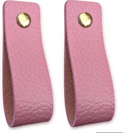 Leren handgrepen - Zacht roze- 2 stuks - 16,5 x 2,5 cm - incl. 3 kleuren schroeven - Handgrepen leer - Leren meubelgreep - Leren handvaten kast - Leren lus - Handgreep kast leer - Leren greepjes - Handvat leer - Leren deurgreep - Leren handgreep