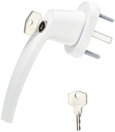 SOTECH Raamkruk BRIS Aluminium (151 x 28,5 x 62 mm) wit afsluitbaar incl. 2 sleutels beveiliging