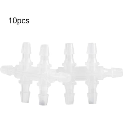 10 STUKS 6-Weg Aquarium Waterpijp Adapter Vis Tank Verbindingsbuis Slangkoppelingen Connector4.8MM white